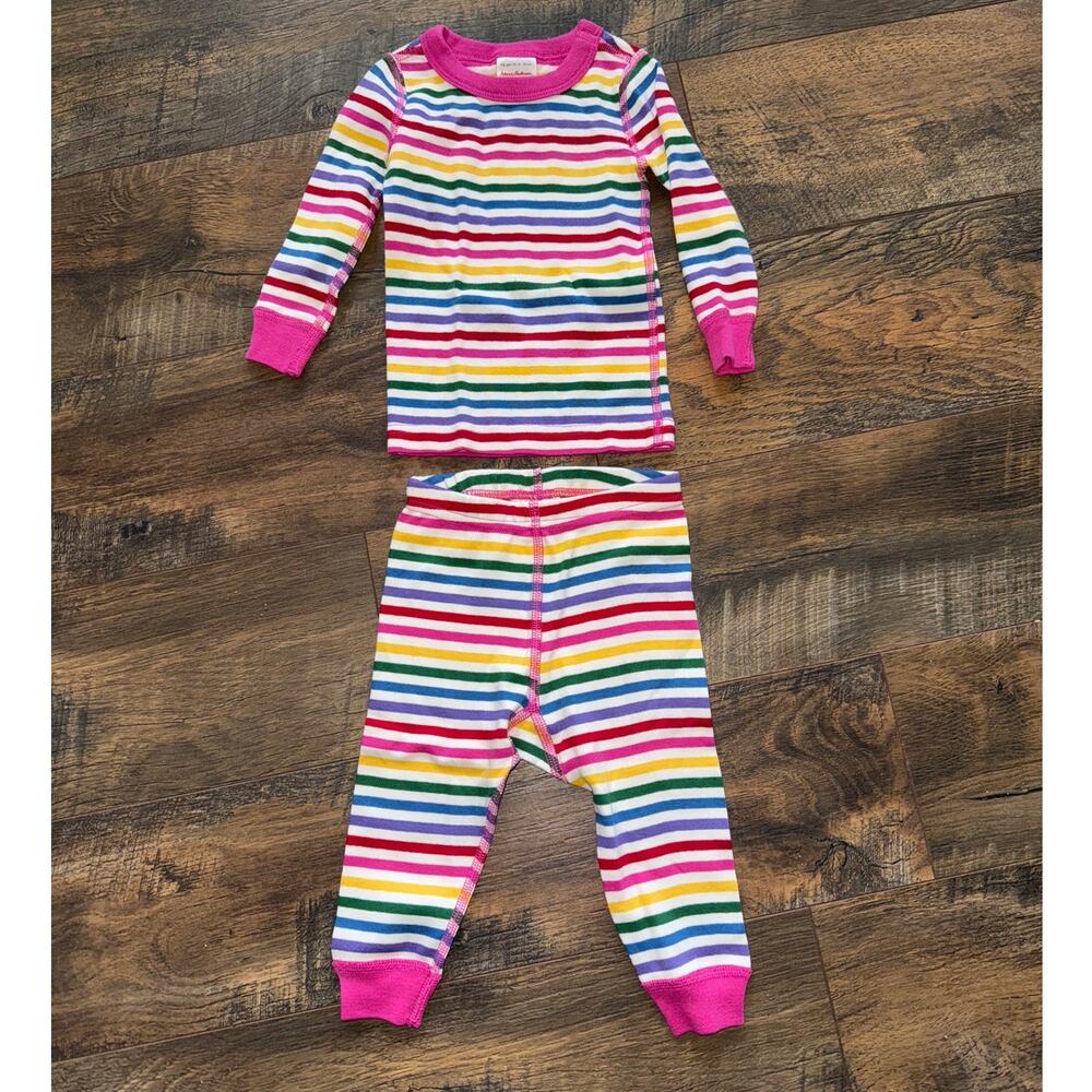 HANNA ANDERSSON Matching Rainbow Stripe Pajama Set (12-18m/75cm)